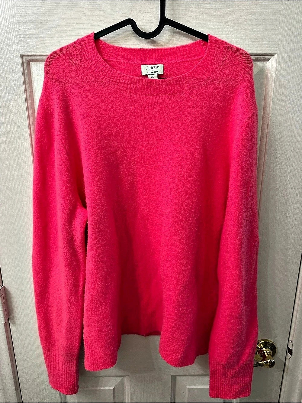 J.Crew Sweater Extra Soft Bright Pink Long Sleeve Crewneck XL NWOT